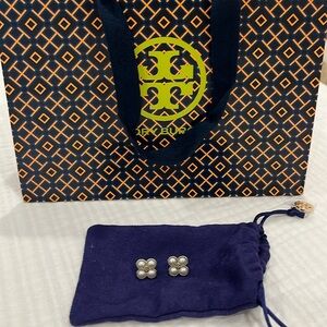 Tory Burch Pearl Stud Earrings with dustbag and bag
